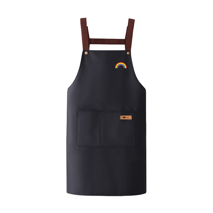 Кухненски сортировач с джобове, NUODWELL, водоустойчив, маслоустойчив и устойчив на петна, предназначен за мъже и жени, за трапезария, градина, кухня, кафене, универсален размер, PVC, 70 x 68 см, черен