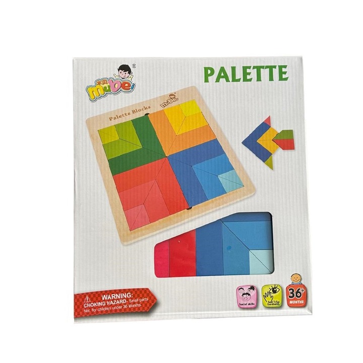Joc educativ 2 in 1 -Tangram si puzzle, 7Toys