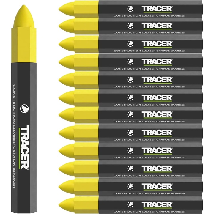 Set 12x Markere Lumber Crayons Vopsea Solida TRACER ACM3 Galben