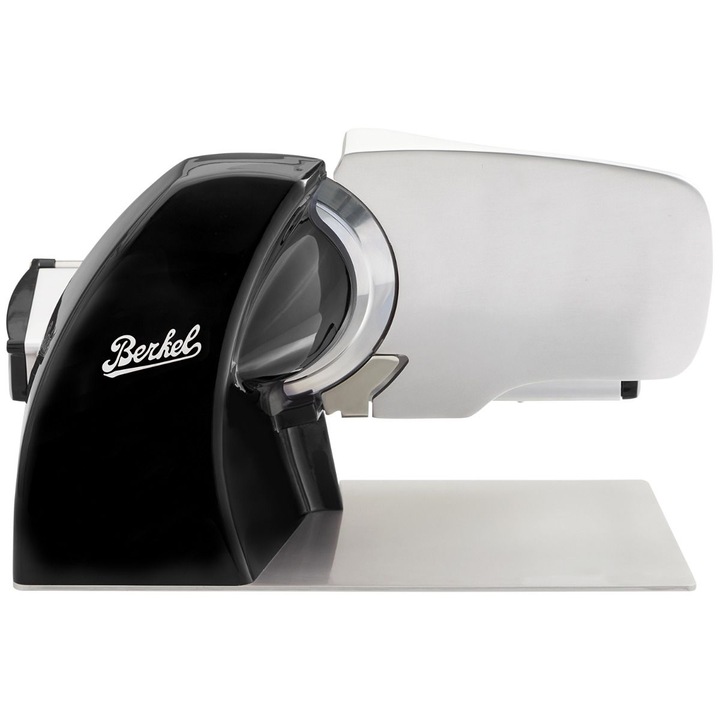 Електрическа резачка Berkel Home Line 200 Plus, Регулируема дебелина 0-18 мм, Отрие от хромирана стомана 19,5 см, Система за безопасност, Светещ контролен панел, Черен