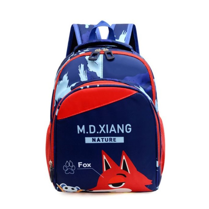 Ghiozdan gradinita 2 compartimente Fox, 33x25x10 cm Bleumarin