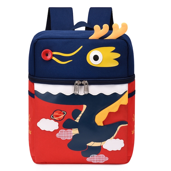 Ghiozdan gradinita 1 compartiment Dragon, 32x24x10 cm Rosu