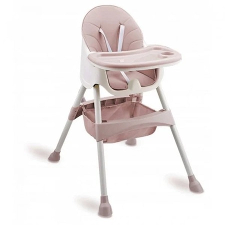 Scaun de masa pentru bebelusi 4 in 1 cu loc de depozitare, inaltime ajustabila, pliabil, centura de siguranta cu prindere in 5 puncte, tavite detasabile, roz, varsta 6-72 luni