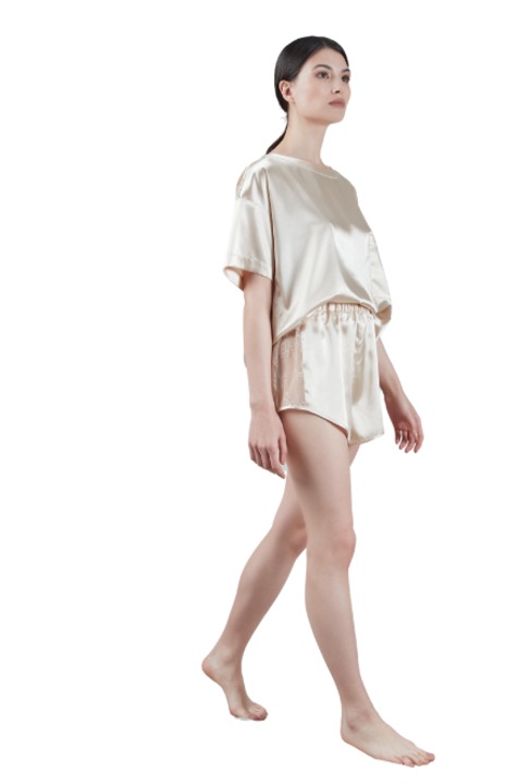 Pantaloni scurti Tulip Champagne & Dantela, Sampanie