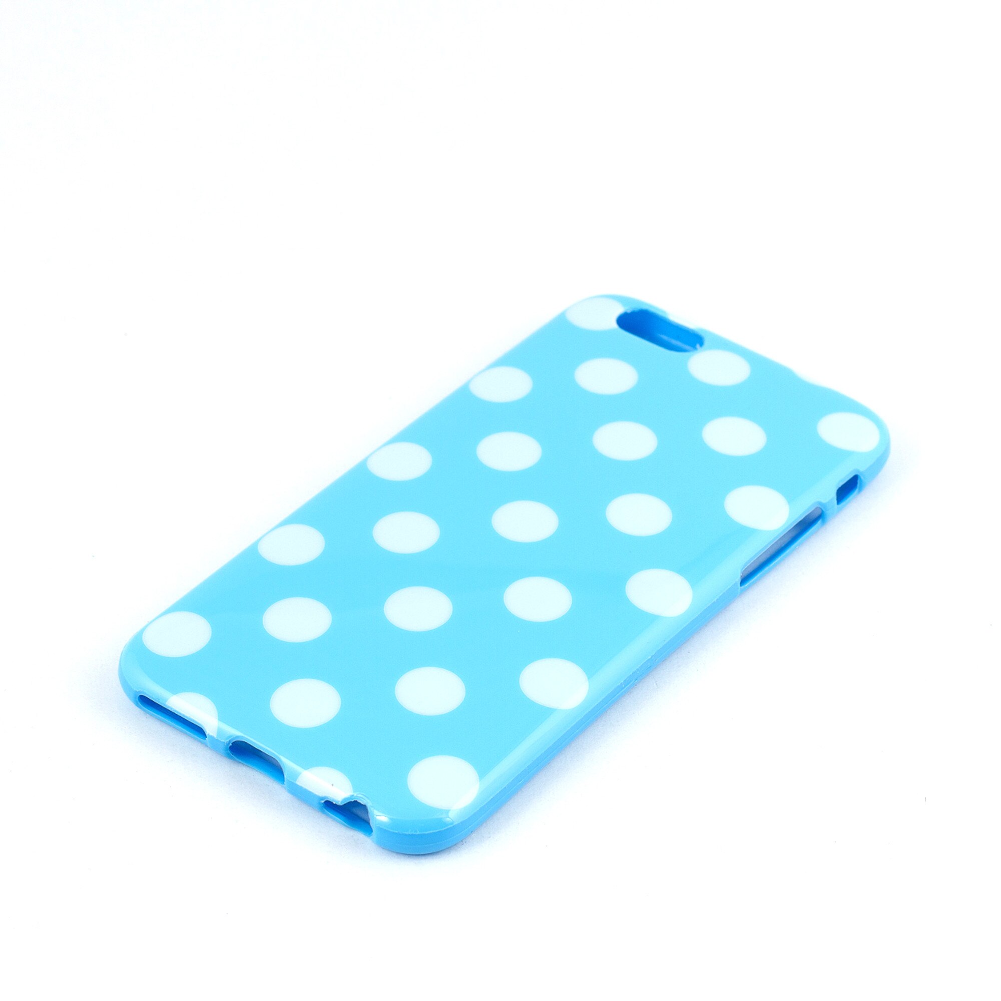 Husa Silicon Polka Dots, Albastru Cu Buline, iPhone 6 / 6S