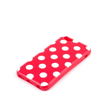 Husa Silicon Polka Dots, Rosu Cu Buline, iPhone 5C Husa Silicon Polka Dots, Rosu Cu Buline, iPhone 5C
