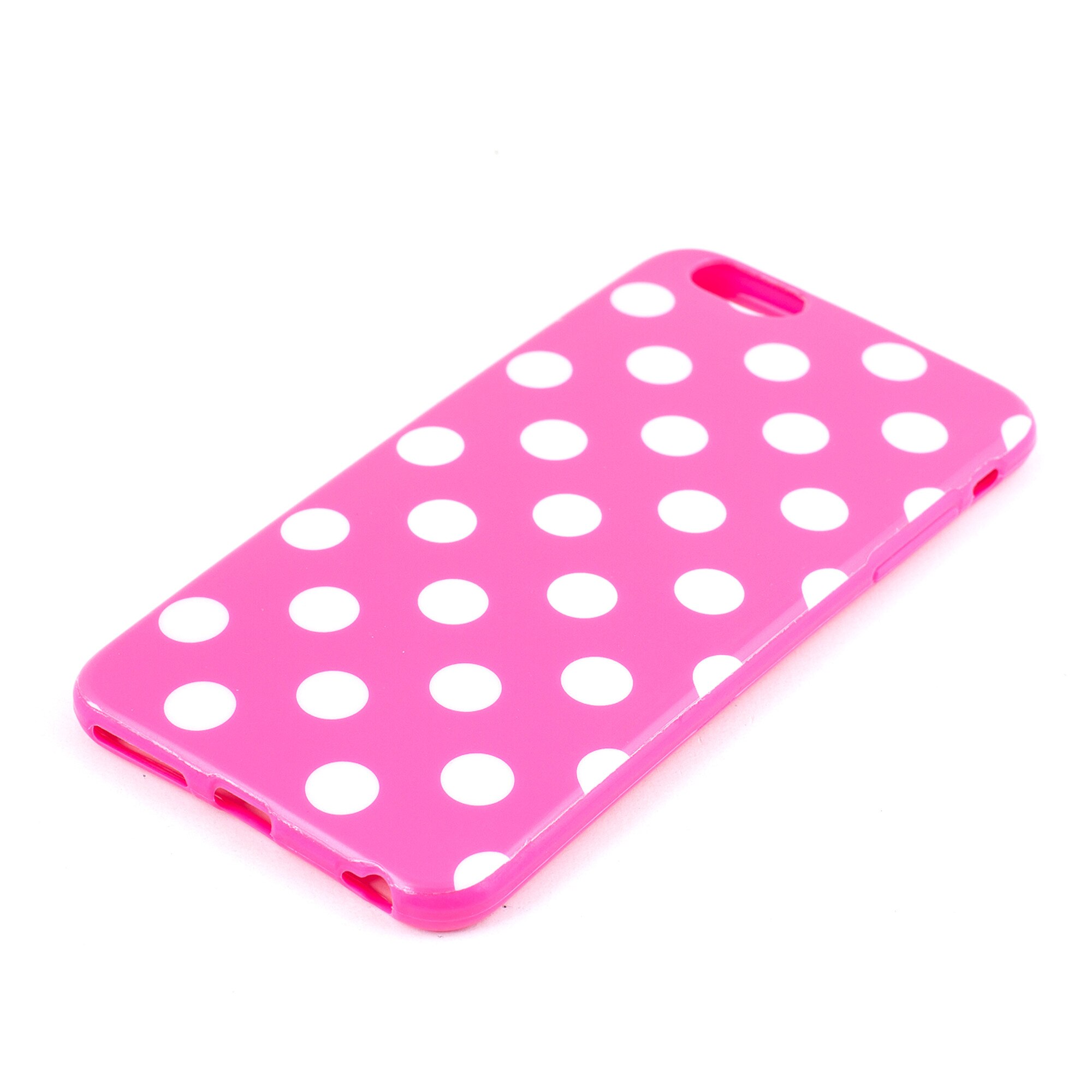 Husa Silicon Polka Dots, Roz Cu Buline, iPhone 6 Plus / 6S Plus