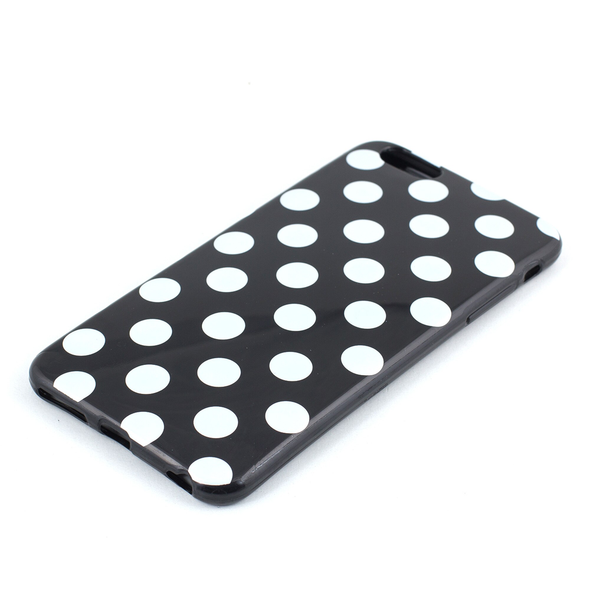 Husa Silicon Polka Dots, Neagra Cu Buline, iPhone 6 Plus / 6S Plus
