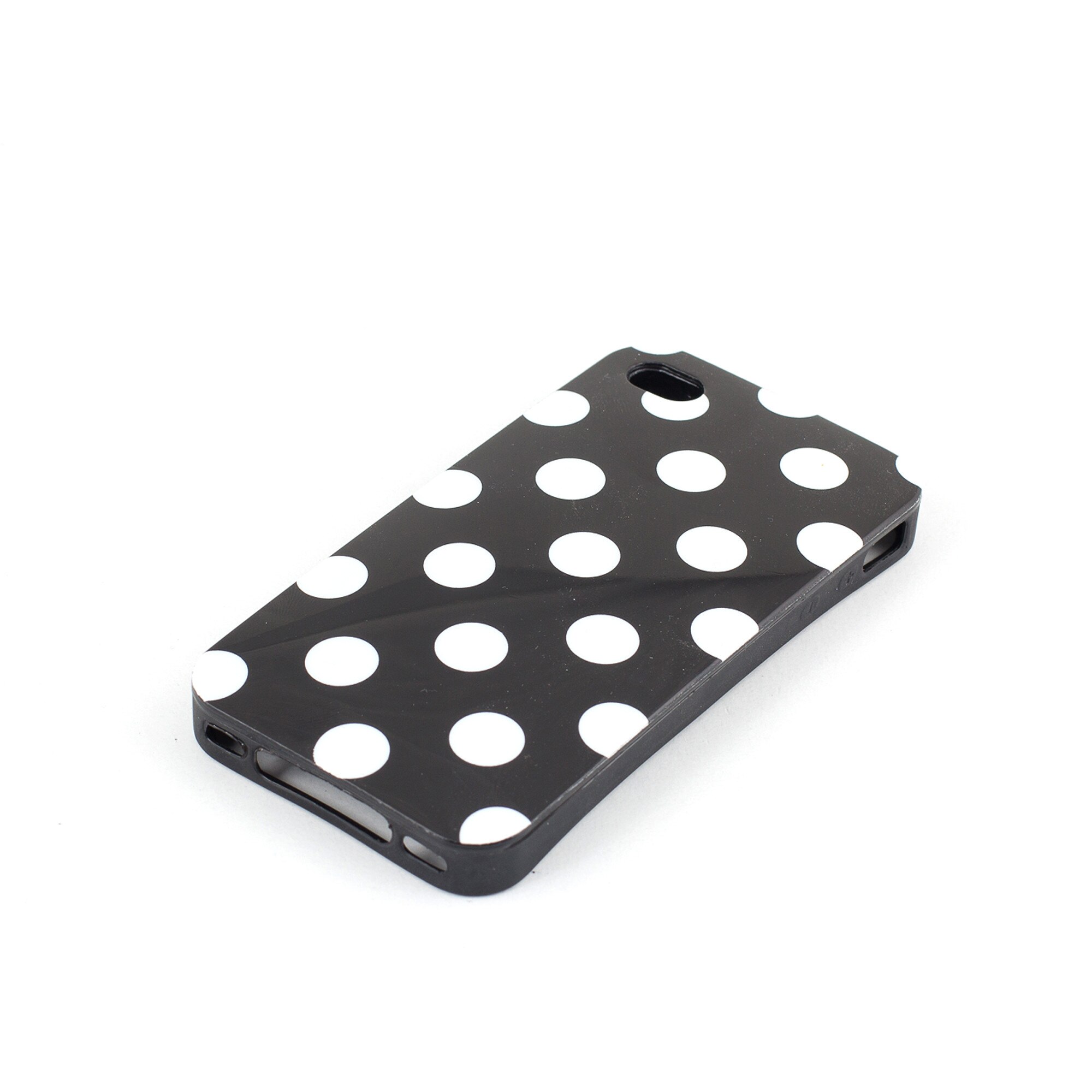 Husa Silicon Polka Dots, Neagra Cu Buline, iPhone 4 / 4S
