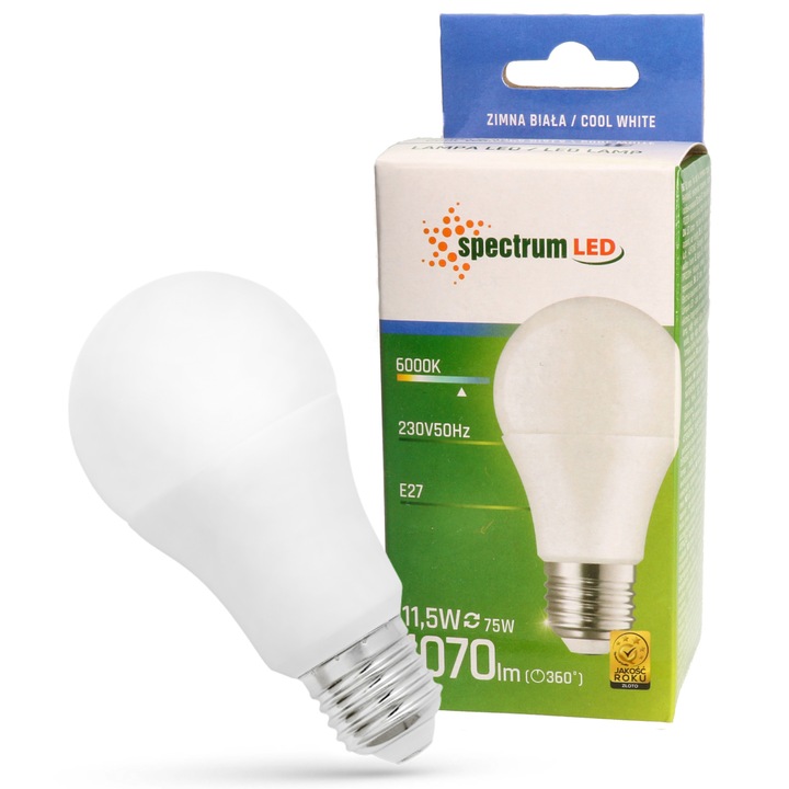 LED крушка GLS E27 11.5W студен CW Spectrum, енергиен клас F