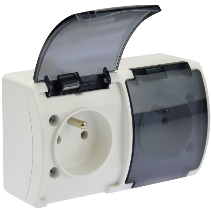 Priza dubla, Viplast, Plastic, Alb