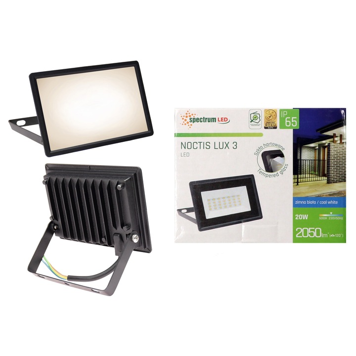LED проектор Noctis LUX-3, 20W, Студена светлина, Черен