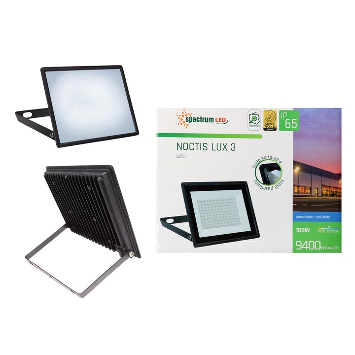 Proiector Spectrum LED, 100W, Lumina rece, Negru