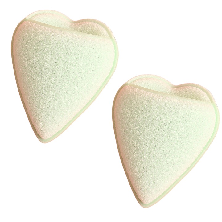 Burete exfoliant pentru demachiere, design cu deget, verde