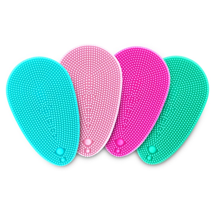 4x силиконови ексфолианти за лице, почистваща четка, цветни