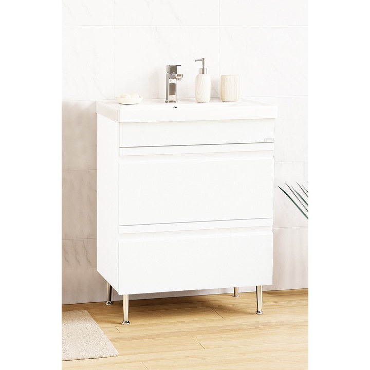 Baza si lavoar Badenmob, seria 786, cu sertare, - 60x81x45cm, Alb