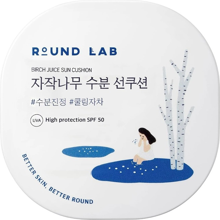 Pudra Compacta, Round Lab, Birch Moisturizing Sun Cushion SPF 50+, 15g.