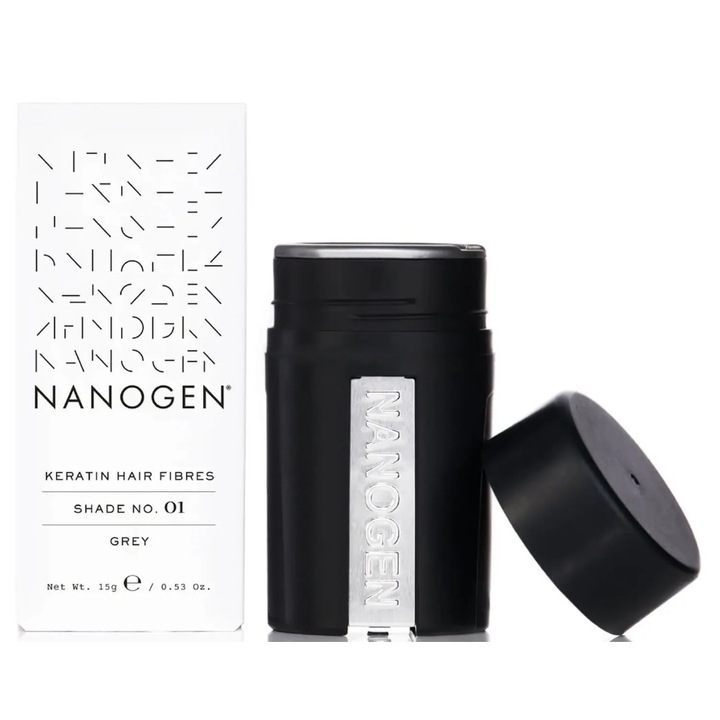 Tratament de camuflare a zonelor cu par rarit Nanofibre - Gri (Grey)15 g, Nanogen