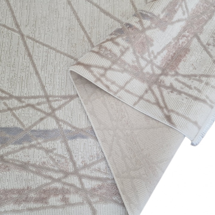 Covor antiderapant modern Bonny, 00103, 160 x 230 cm, Crem Ivory, Grosime 5mm