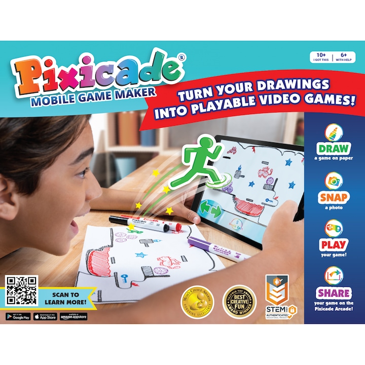Pixicade - kit transformare desene copii in jocuri video pentru mobil sau tableta, editie jocuri nelimitate