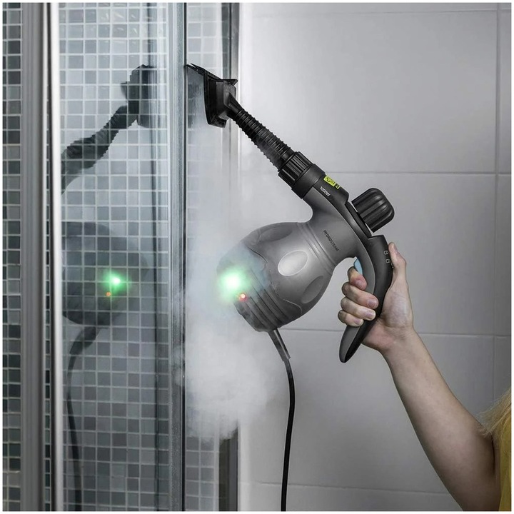 Aparat de curatat cu abur Cecotec HydroSteam 1030 Active 05515, presiune maxima 3 bari, putere 1000W, Debit de abur 30g/min, Negru