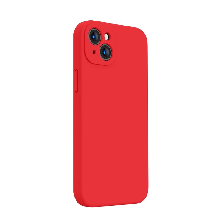 iPhone 13-mal kompatibilis védőtok, vékony, piros szilikon mikroszálas belsővel, kameravédelem, képernyővédelem, ISAG