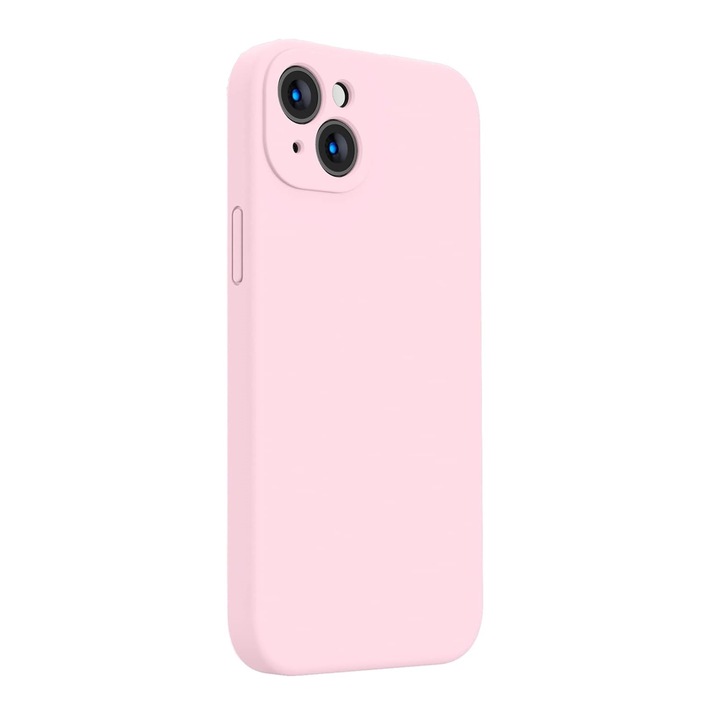 iPhone 13-mal kompatibilis védőtok, vékony, rózsaszín szilikon mikroszálas belsővel, kameravédelem, képernyővédelem, ISAG