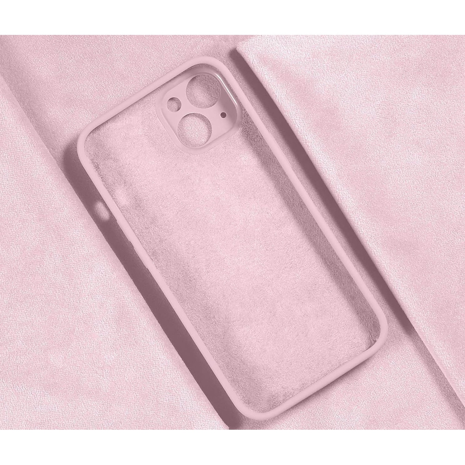 Husa protectie compatibila cu iPhone 13, slim, silicon Roz cu interior din microfibra, protectie camera, protectie ecran, ISAG