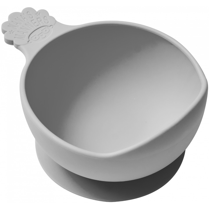 Szilikon diverzifikáló tál tapadókoronggal, szürke, Nana's Manners