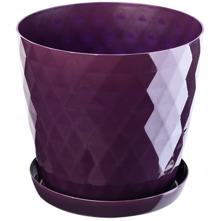 Ghiveci de flori cu suport, KADAX Amily, Plastic, 14x14x13.5 cm, Plum