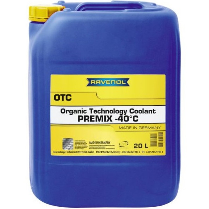 Антифриз RAVENOL OTC Protect C12+ 1410112-020, червен, обем 20 литра, екологичен, предварително разреден, -40 Целзий