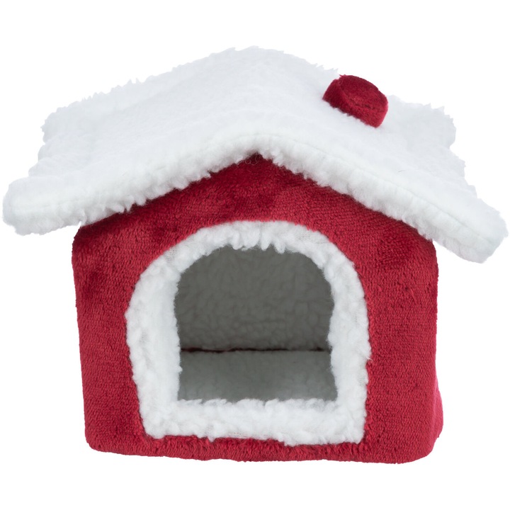 Culcus pentru rozatoare, Trixie Xmas Casuta, Rosu/Alb, 23 × 18 × 24 cm, 92652
