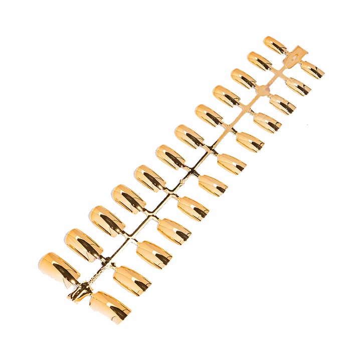 Set 5 palete cu cate 24 unghii false, ABS, auriu