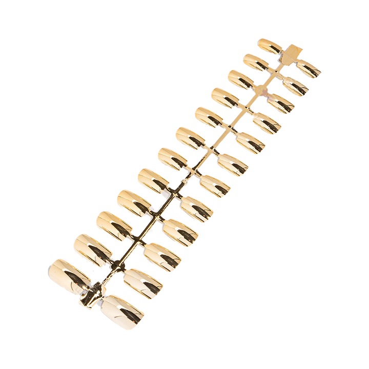 Set 5 palete cu cate 24 unghii false, ABS, auriu