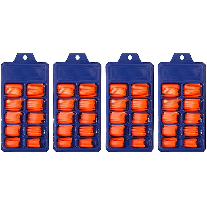 Set 4 cutii cu unghii false, portocaliu, forma balerina