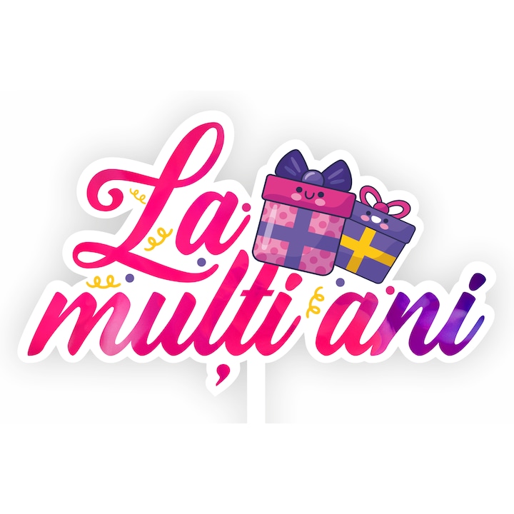 Topper tort UV La multi ani, MDF, Inedit Print, TC1011,12 cm