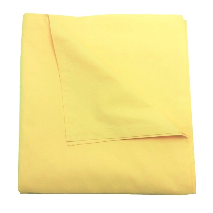 Cearsaf pat 280 x 300 cm, Casa Bucuriei, galben, bumbac organic lux 100%