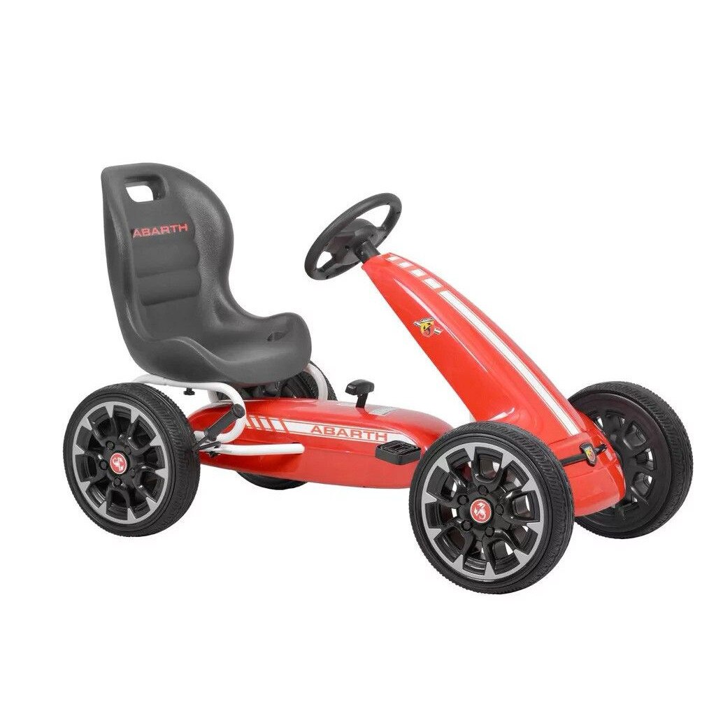 Kart pentru copii cu pedale NOVOKIDS® Premium Racer Assetto, Roti cauciuc, Carena, Structura metalica, Frana de mana, Functie FreeWheel, Scaun Ajustabil, Rosu