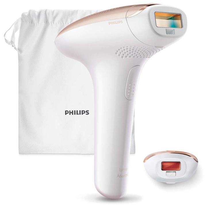 Philips Lumea SC1997/00 IPL Epilátor, 250000 impulzus, Bőrérzékelő, Test- és arctartozék, Vezetékes használat, Borító, Rózsaszín/Fehér