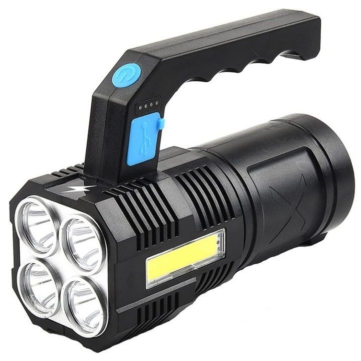 Акумулаторен LED фенер, с батерии, 15x6x6 см, Gonga® Black