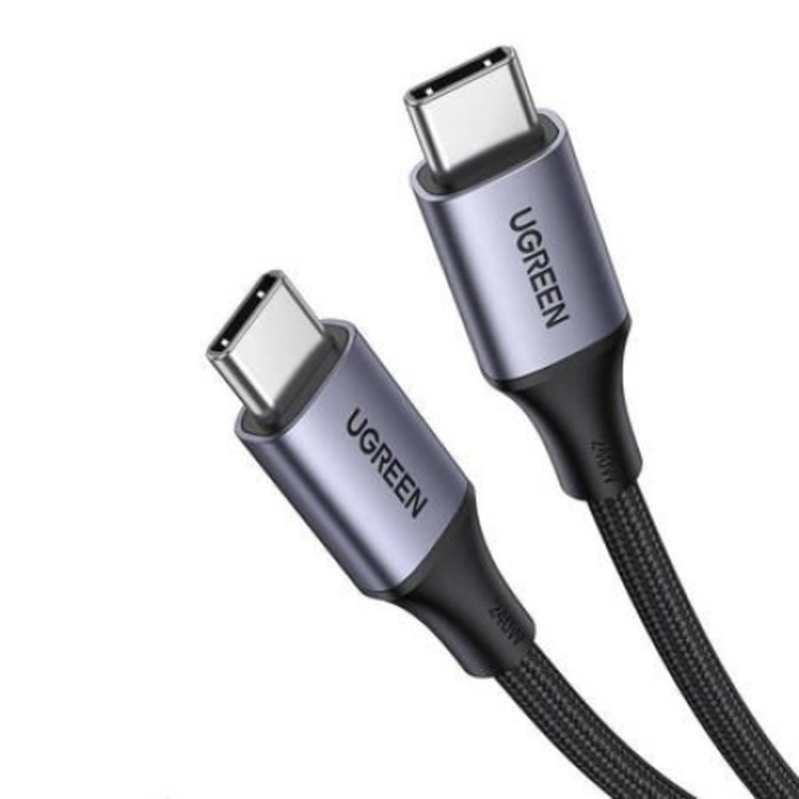 Кабел за зареждане и трансфер на данни UGREEN US535, USB-C към USB-C, 240W, 5A, 480Mbps, 2m, Черен