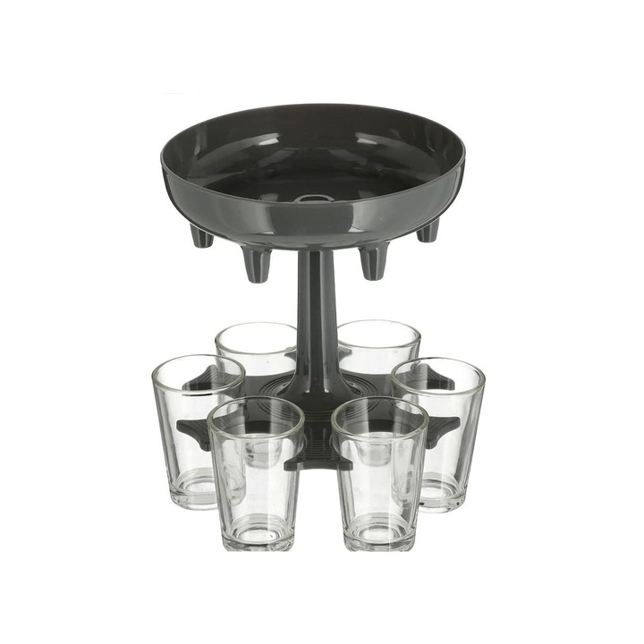 Dispenser bauturi Gri cu 6 pahare si suporturi de umplere pentru pahare Nabi Market ®