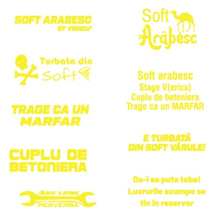 Set 9 stickere Vericu Tuning, galben