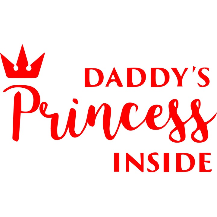 Sticker Baby on Board, Daddy's Princess, Rosu, 15 cm
