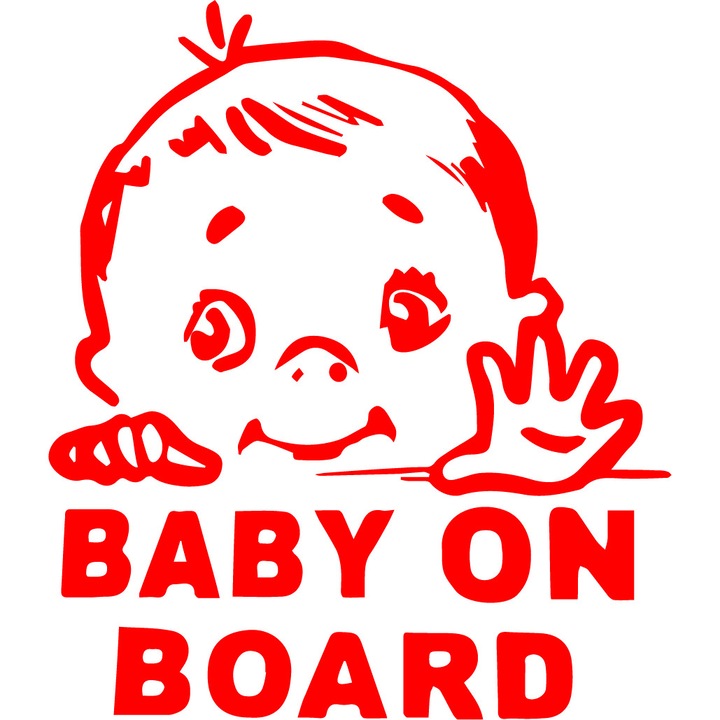 Sticker Baby On Board, Boy, Rosu, 15 cm