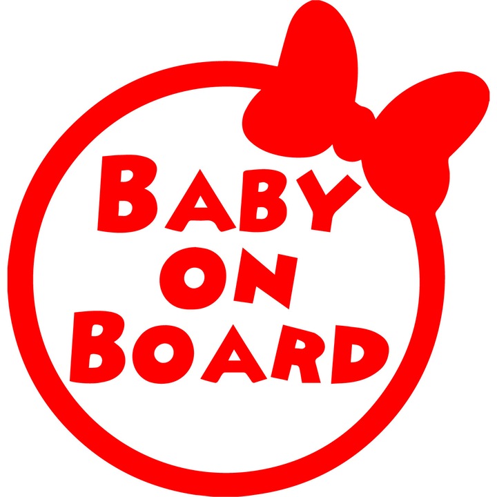 Sticker Baby On Board, Fundita, Rosu, 15 cm