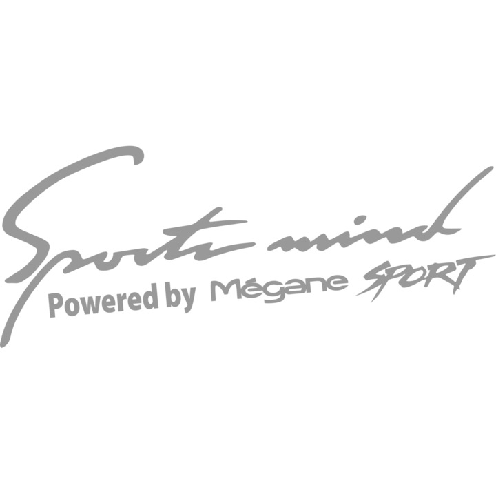 Sticker Auto RENAULT Megane, Sports Mind, Alb, 30 cm x 12 cm