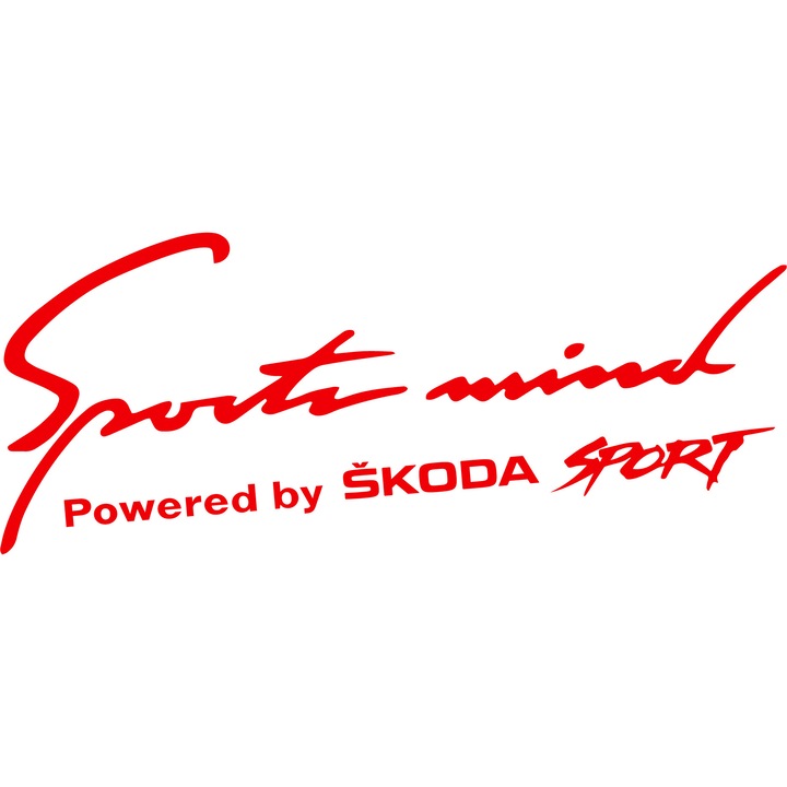 Sticker Auto SKODA, Sports Mind, Rosu, 30 cm x 12 cm