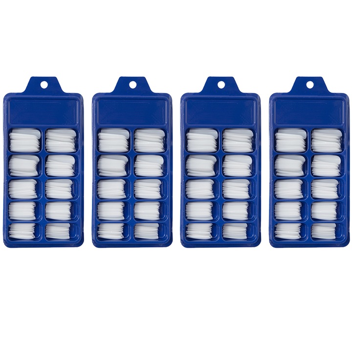 Set 4 cutii cu unghii false, forma balerina, alb