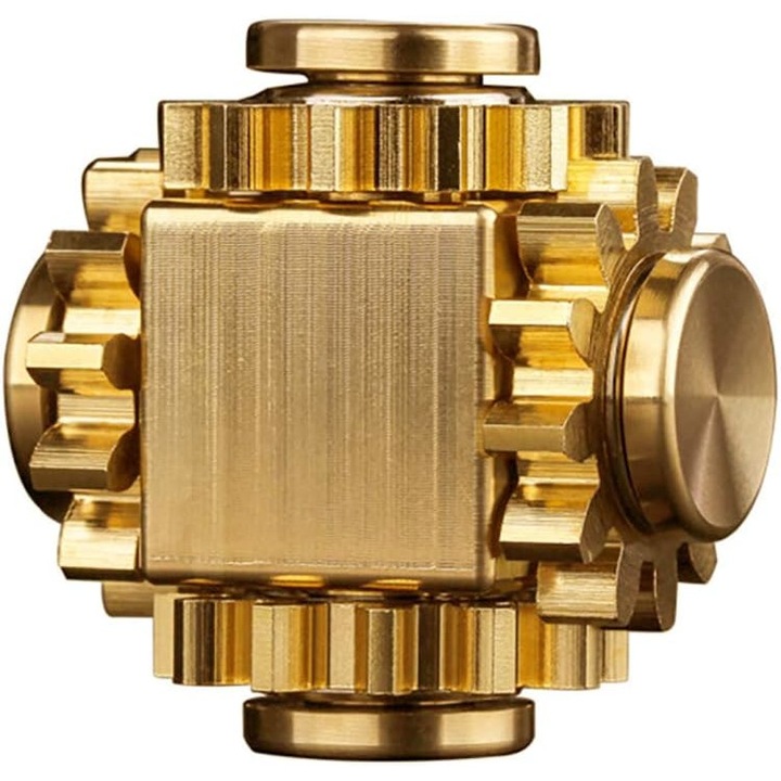 Fidget Spinner Premium Metalic, cu 4 Tipuri de Rotatii, Antistres, JENUOS®, Auriu